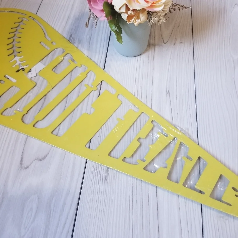 NWT Yellow softball pennant metal wall decor - Picture 7 of 10